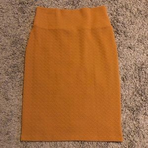 LULAROE Cassie Mustard Yellow Midi Skirt